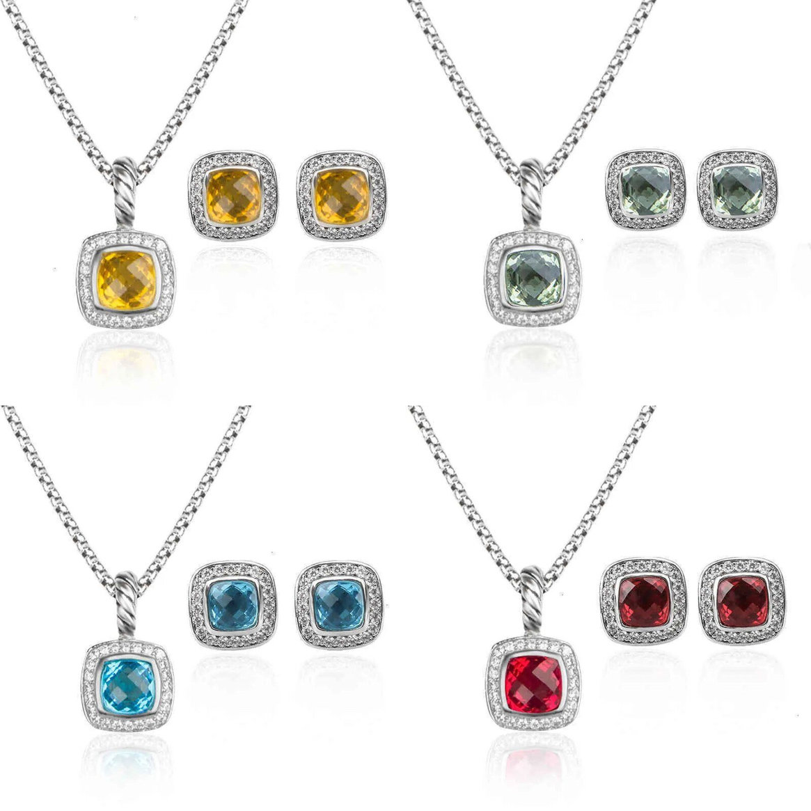 womens jewelry set designer necklace earrings designer jewelry crystal diamond button necklace collarbone chain stud earring for woman silver luxury