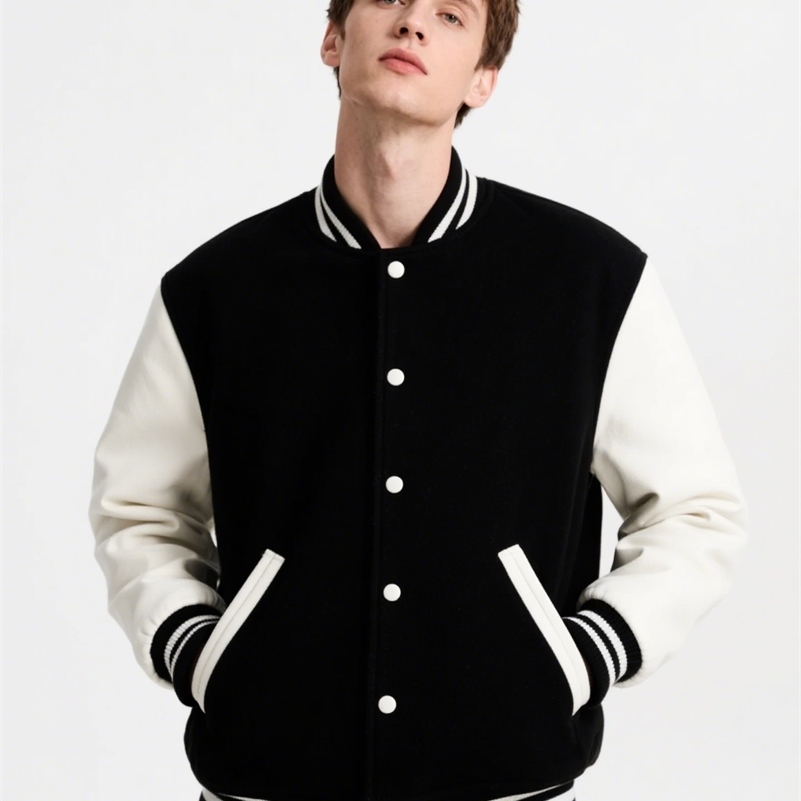 Black White Color Jacket S5XL Loose Oversized Clothes Casual Men Women Baseball Clothes Couple Street Coat Warm Fleece Jackets 250827