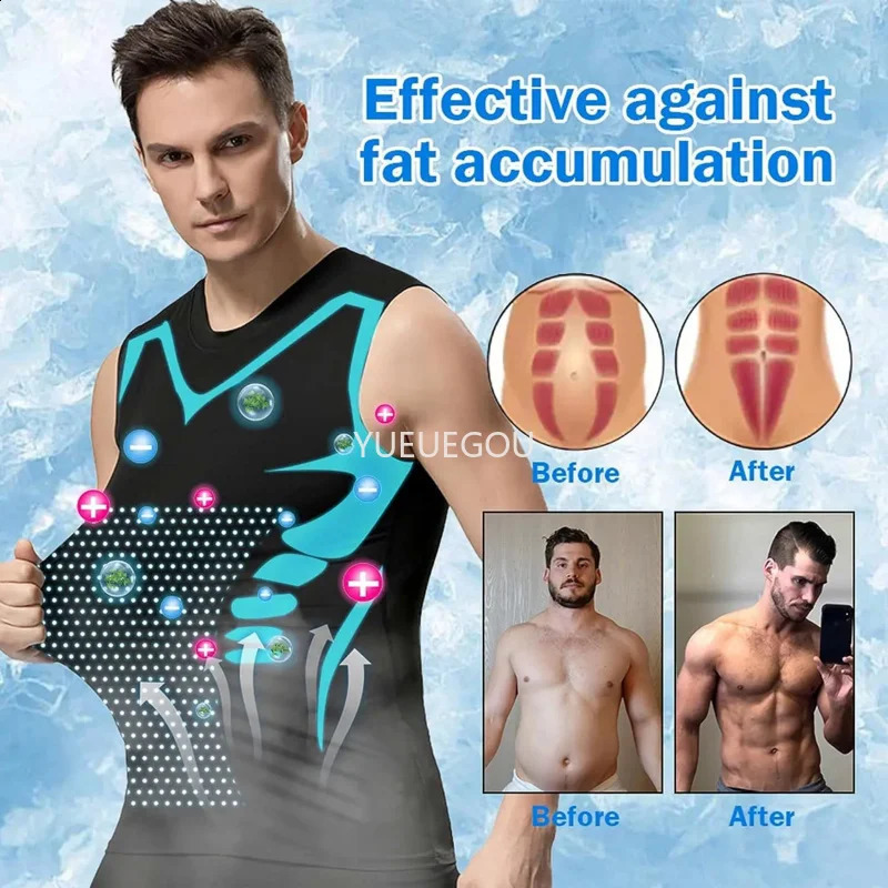 Mens Shaping Vest Ice Silk Slimming Compression Undershirt Tummy Control Muscle Support Cool Breathable for Fitness Everyday 250827