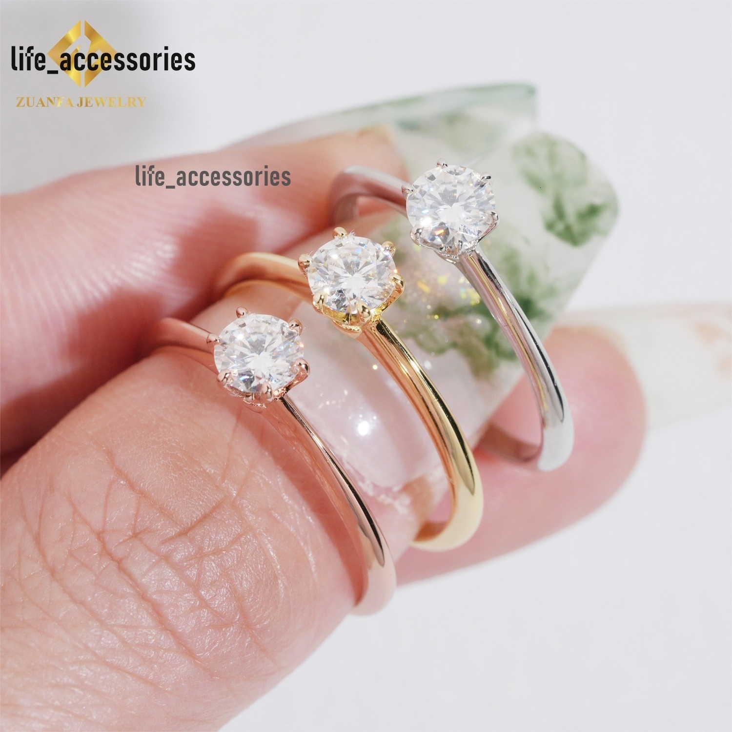 Trendy Fine Jewelry Wholesale 925 Sterling Silver 6 Claw Diamond Moissanite Ring for Women Girls