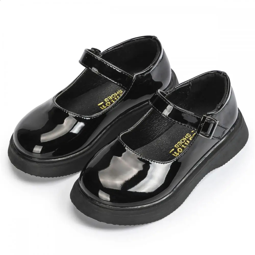 Spring Autumn Glossy Childrens Leather Shoes Fashion Campus Childrens Shoes AntiSlip Waterproof Platform Soft Comfortable250828