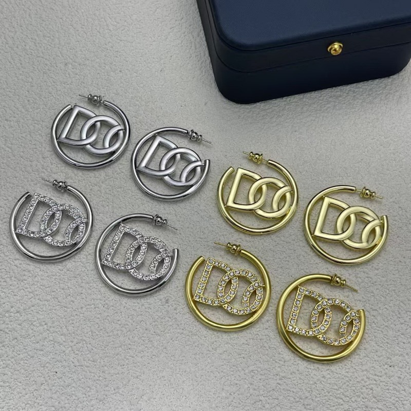 New Designed women Ear Hoop colorful diamonds letters earring Copper gold Plated ear studs fashion Designer Jewelry