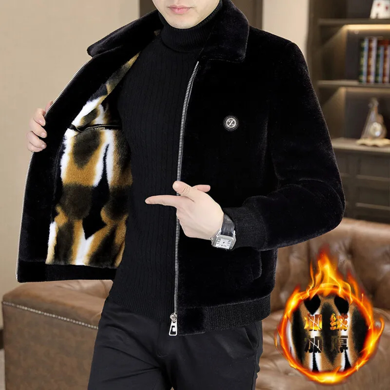 High Quality Mink Fur Woole Jacket for Men Keep Warm Casual Business Wool Blend Short Coats Versatile Office Social Windbreaker 250828