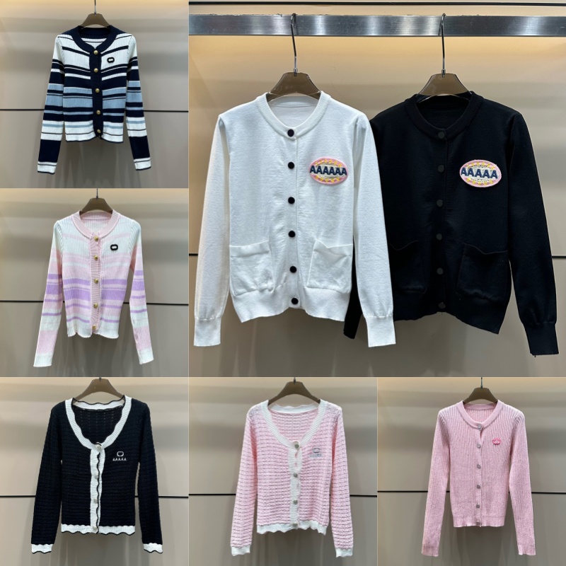 Luxury Embroidered Knitted Cardigan For Women Slim Fit Knit Jacket Spring Autumn Daliy Casual Long Sleeve Knits Tops