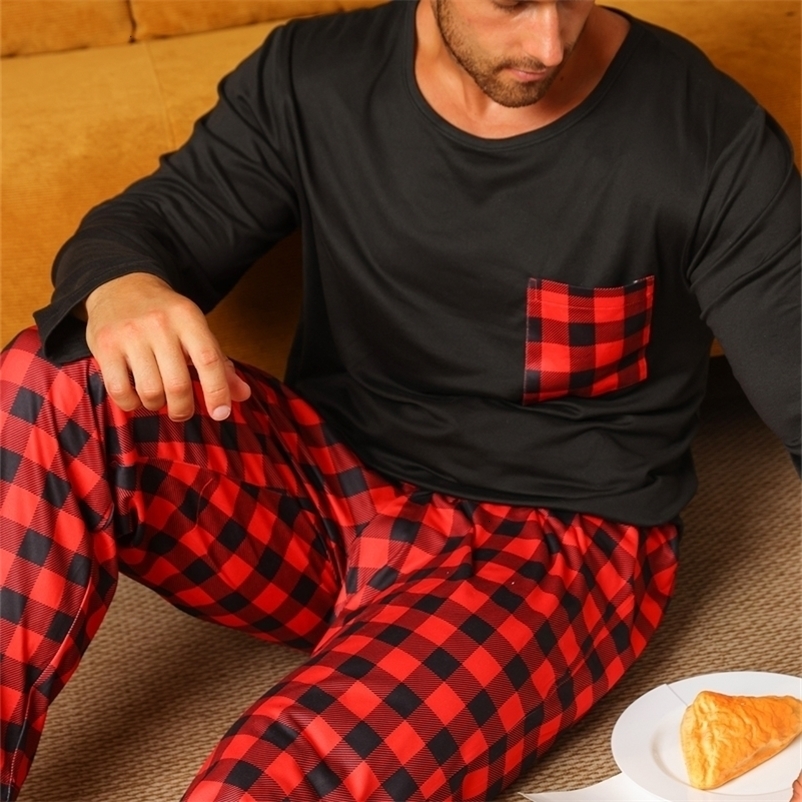 Two piece sets mens pajamas autumn and winter long sleeved pants checkered sleepwear set250827ww
