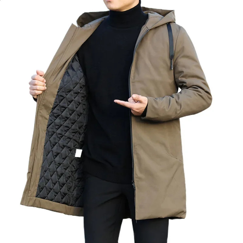 Autumn Winter Mens Trench Coat Male Windbreaker Outerwear Jaquet Man Men Casual Thicken Warm Hooded Parkas Jackets 250827