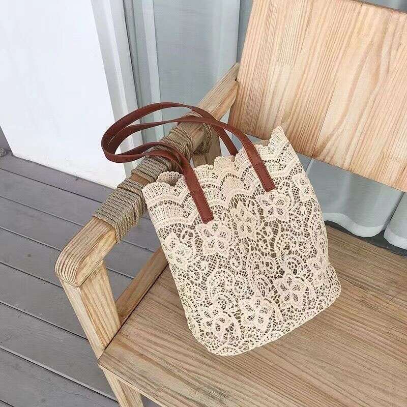 New 2025 Handheld Fairy Lace Bucket Shoulder Mori Style Tote Shopping Small Crossbody Bag