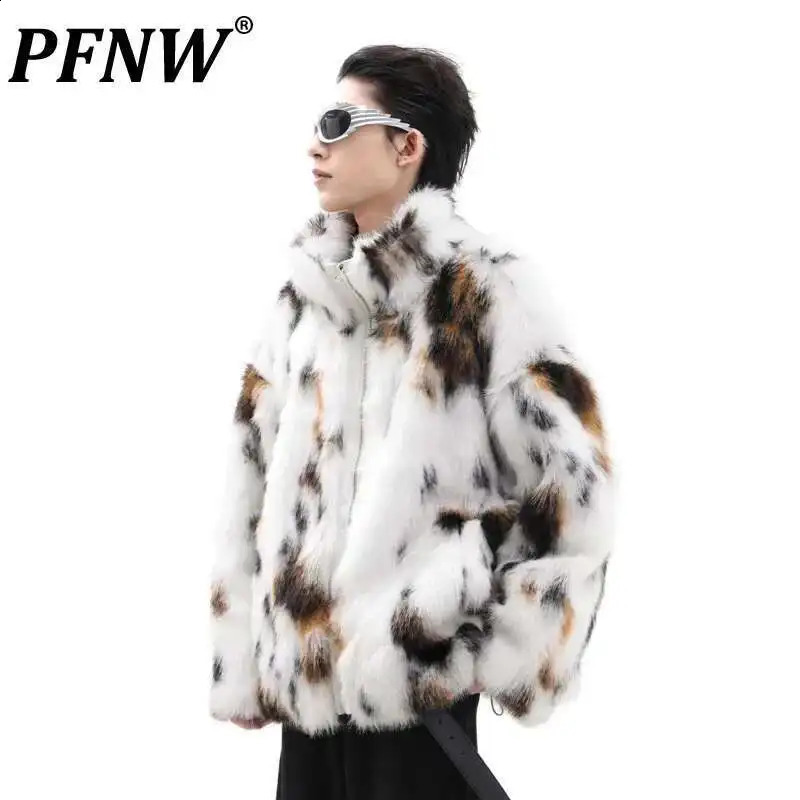 PFNW Loose Faux Fur Coat Mens Winter Cotton Coat American High Street Niche Cottonpadded Coat Trend Jackets CPG2225 250827