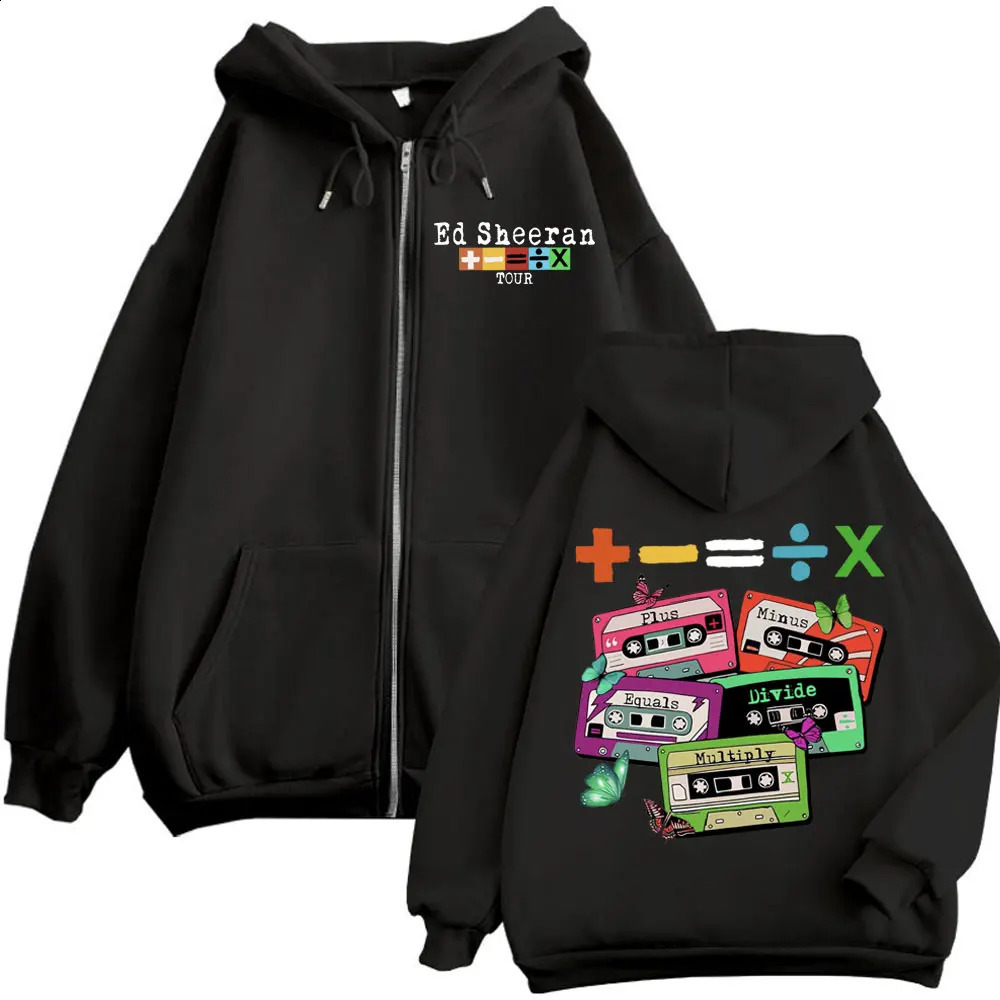 Limited Ed Sheeran Tour Graphic Zipper Hoodie Mens Womens Fashion Hip Hop Zip Up Sweatshirts Harajuku Y2k Oversized Pullovers 250818
