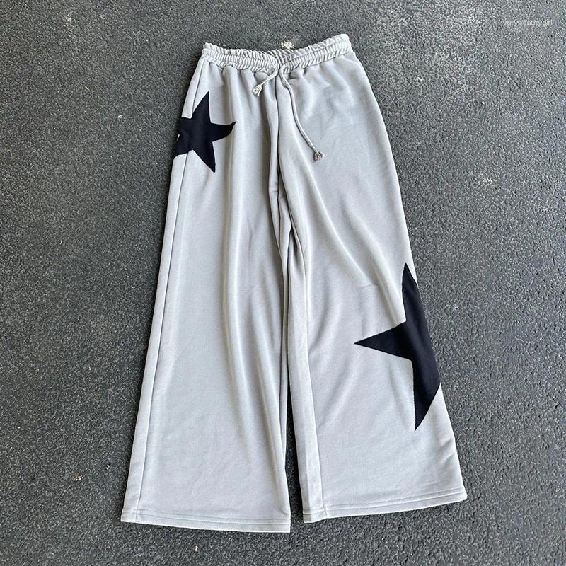 Men's Pants 2025 High Street Style American Sports Casual Trousers Five-pointed Star Patch Loose