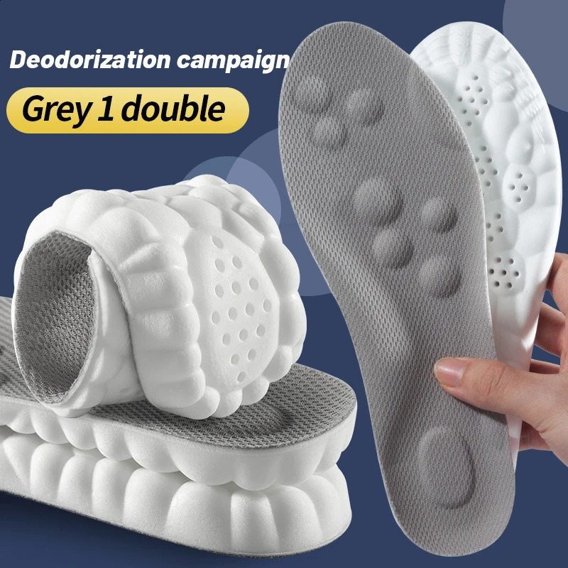 4D Sport Insoles Soft Breathable High-elasticity Shock Absorption Running Shoe Pad For Men Women Latex Massage Insole 250823