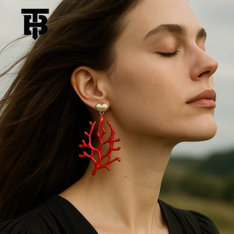Free Shipping For New Designer Accessories Earrings With Unique Niche Ocean Casual Vacation Style Alloy Coral Pendant Earrings Versatile Best-sellin