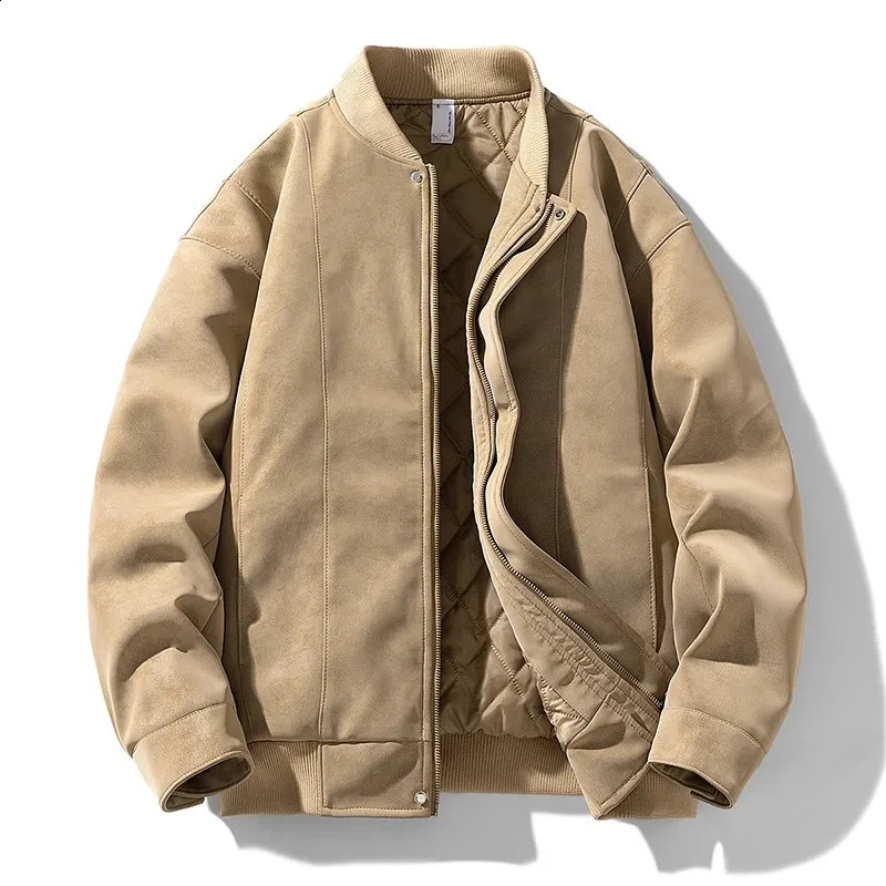 Winter Thick Jackets Men Baseball Collar Warm Casual Coats Male Fashion Suede Jacket Solid Zipper Bomber Outerwear Coat For Man 250827