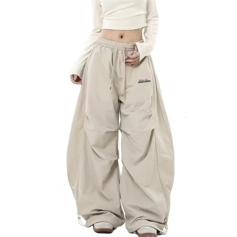 Casual Chic Sweatpant Retro Matching Oversize Womens Wide Leg Pant Low Waist Drawstring Lady Cargo Pants Y2K Hip Hop Streetwear w250828
