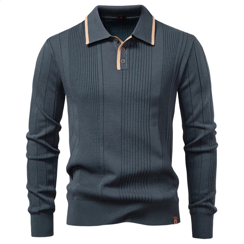 Mens EuropeanStyle Lapel Sweater Polo SemiZipper HighQuality Knitted Autumn/Winter Fashionable Mens Wear 250828