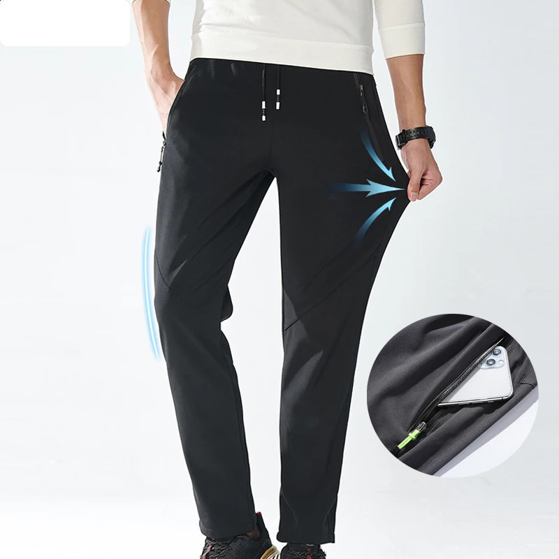 Quick Dry Pants Men Summer Autumn Breathable Sweatpants Men Gym Fitness Hiking Camping Sports Trousers Men Black 250827