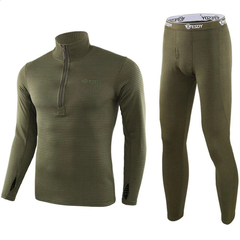 ESDY Fleece Thermal Underwear Men Autumn Winter Warm Long Johns Fitness Sports Compression Breathable Leggins Thermo Tracksuit 250827