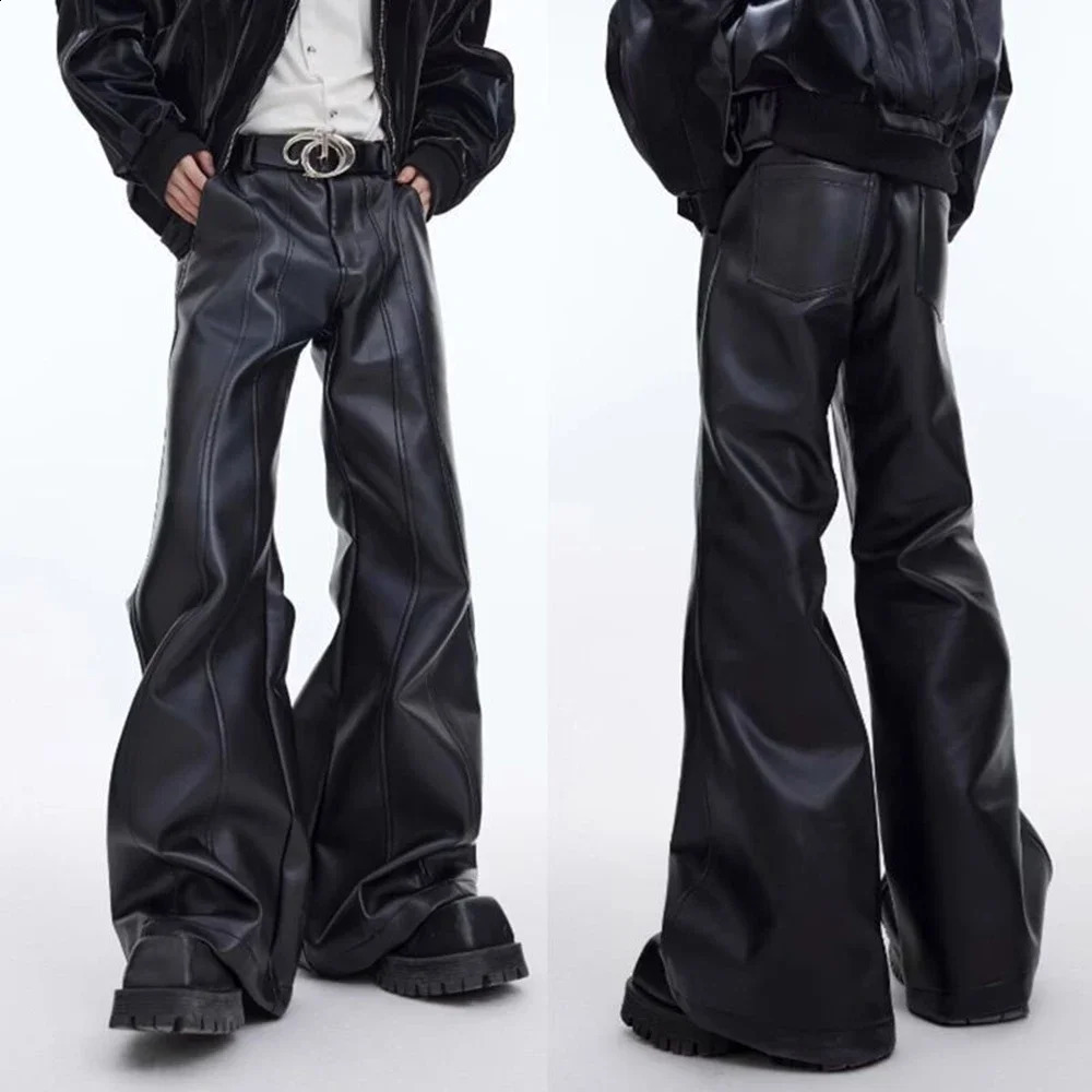 Mens Pu Leather Pants ThreeDimensional Deconstruction Plain Trousers Street Wear Youth Campus Niche Casual Pants MenS Clothing 250827