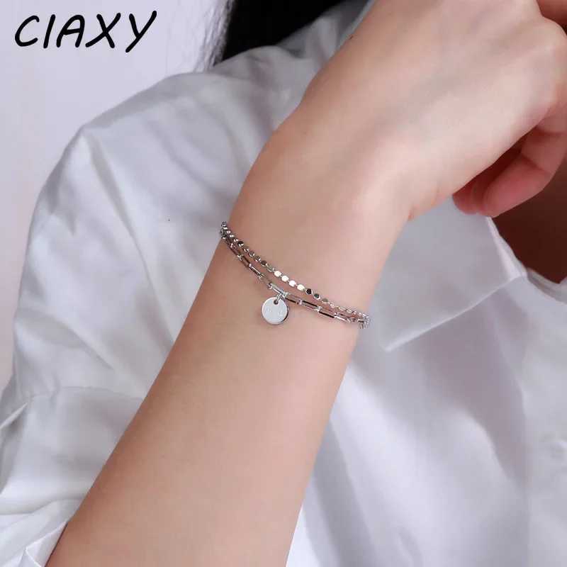 925 Sterling Silver Lucky Round Bracelets for Women Simple Doublelayer Chain Bracelet Fashion Jewelry Gifts W250828