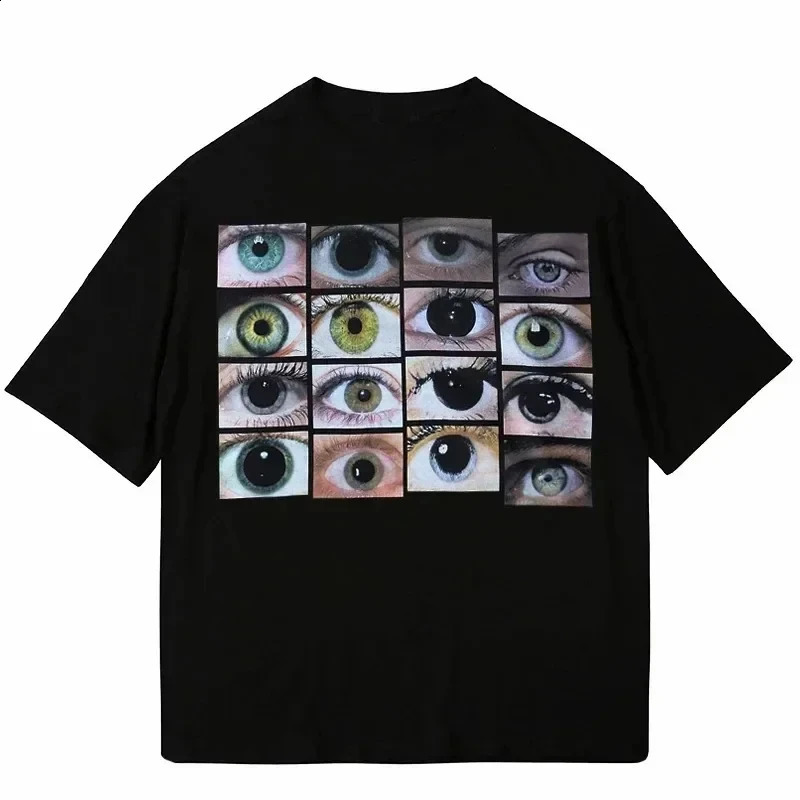 Eye Print Pattern Tshirt for Mens Summer Fashionable Tshirt with Round Neck Soft Cotton Casual Large Street Mens Tshirt250828