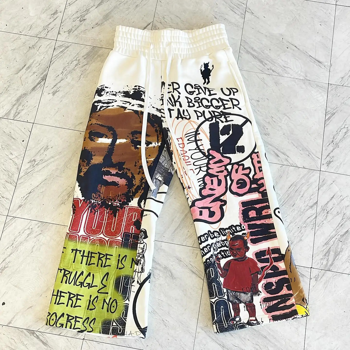 Streetwear Retro Graffiti Sweatpants Y2K Pants Mens Womens Hip Hop Cartoon Graphic Baggy Pants Drawstring Trousers 250827