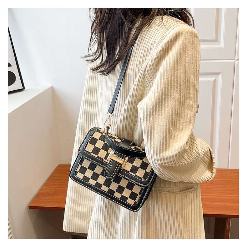 Premium Texture New Houndstooth Small Square Versatile Shoulder Crossbody Casual Checkerboard Women's Bag