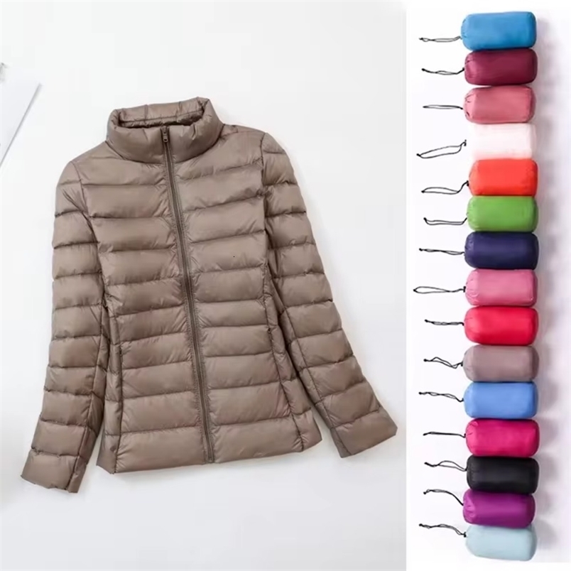 Plus Size Light Down Jacket Women Inner Cloth Autumn Winter Slim Short Stand Collar Warm White Duck Down Coat Women Outerwear250827