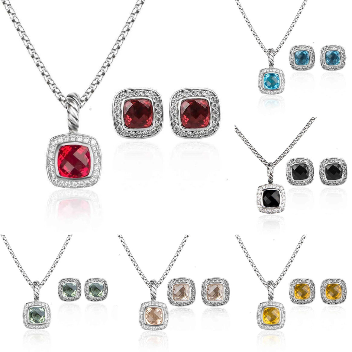 designer necklace luxury earrings jewelry set Vintage 925 sterling silver jewelry designer for woman temperament jewelry gemstone earring woman fash