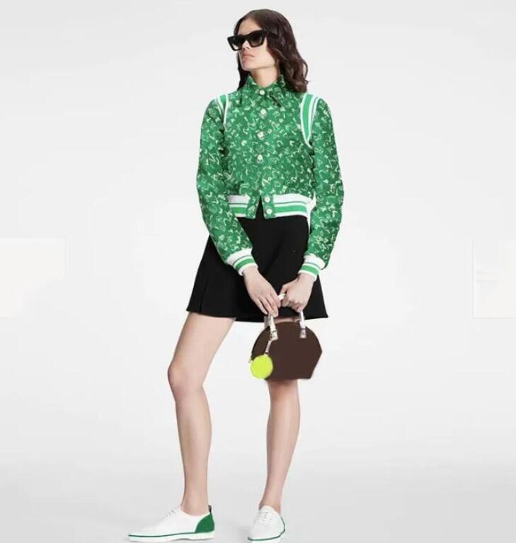 Women's Jackets new for Green Letter Luxury Pattern Long Sleeve Designer Jacket Fashion Button Patchwork Loose Coat