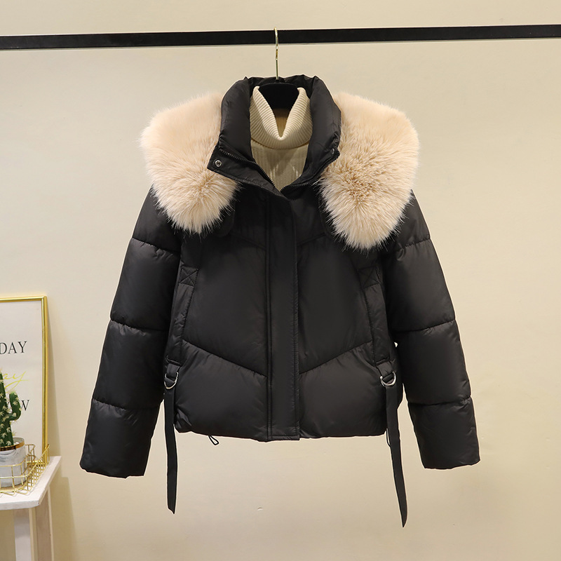 2025 Korean Fashion Fur Collar Winter Women White Jacket Ladies Vintage Short Warm Puffer Coat Female Parka Outerwear Clothing R250828