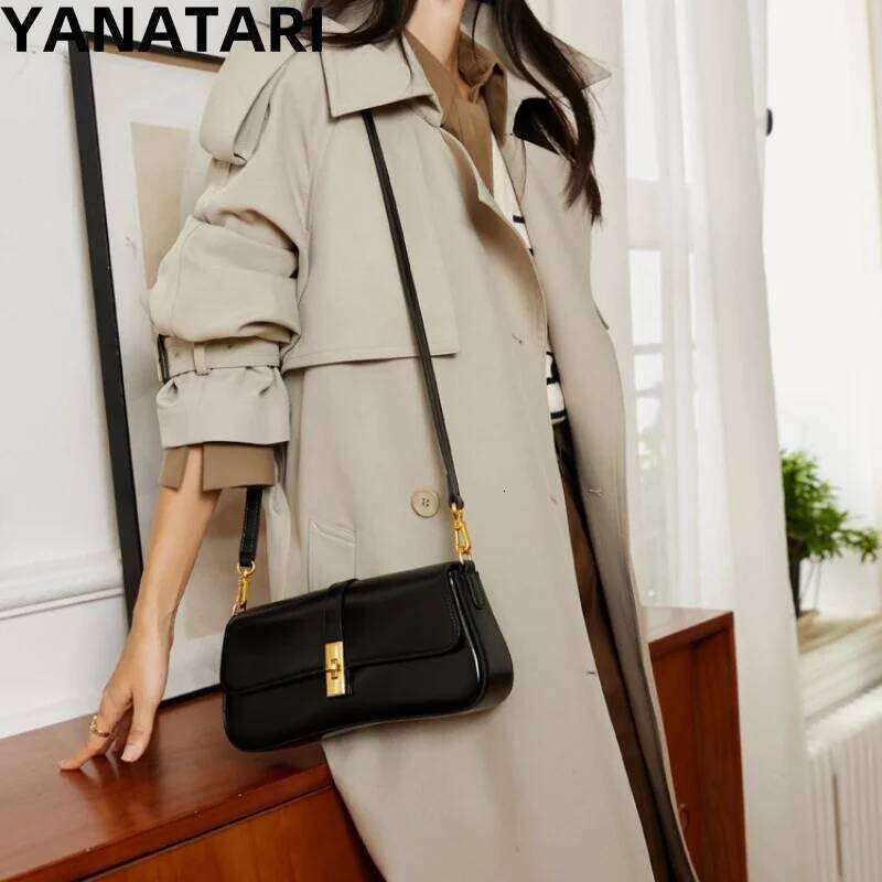 YANATARI Underarm Cowhide Genuine Leather Handbags Women Vintage Shoulder Bag Female Crossbody Bags High Quality 2025 20250806 250806 250828