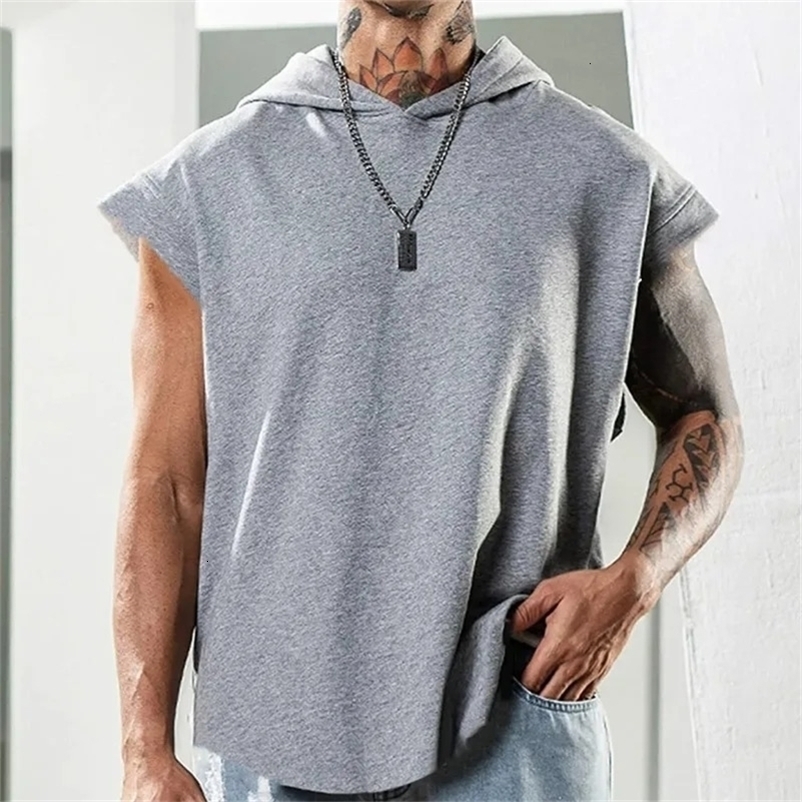 Mens Fitness Pullover Sports Casual Tank Top Sleeveless Hooded Vest Loose Top250827ww