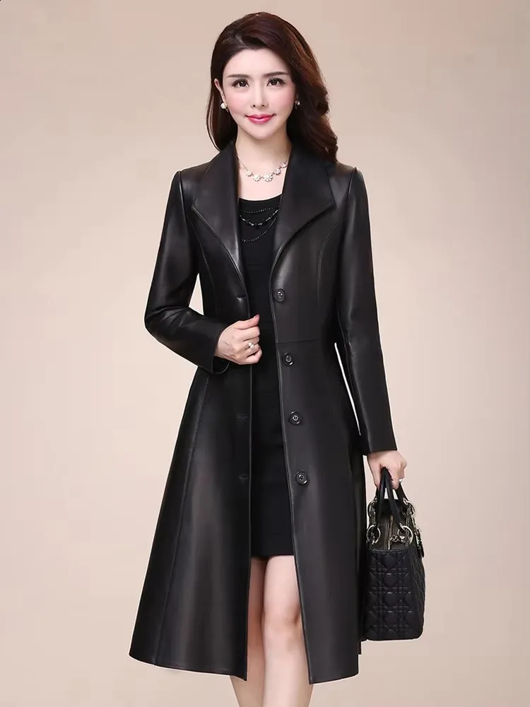 Mauroicardi Spring Autumn Fitted Soft Black Pu Leather Blazer Jacket Women Single Breasted Elegant Luxury Designer Clothes 2025 250828