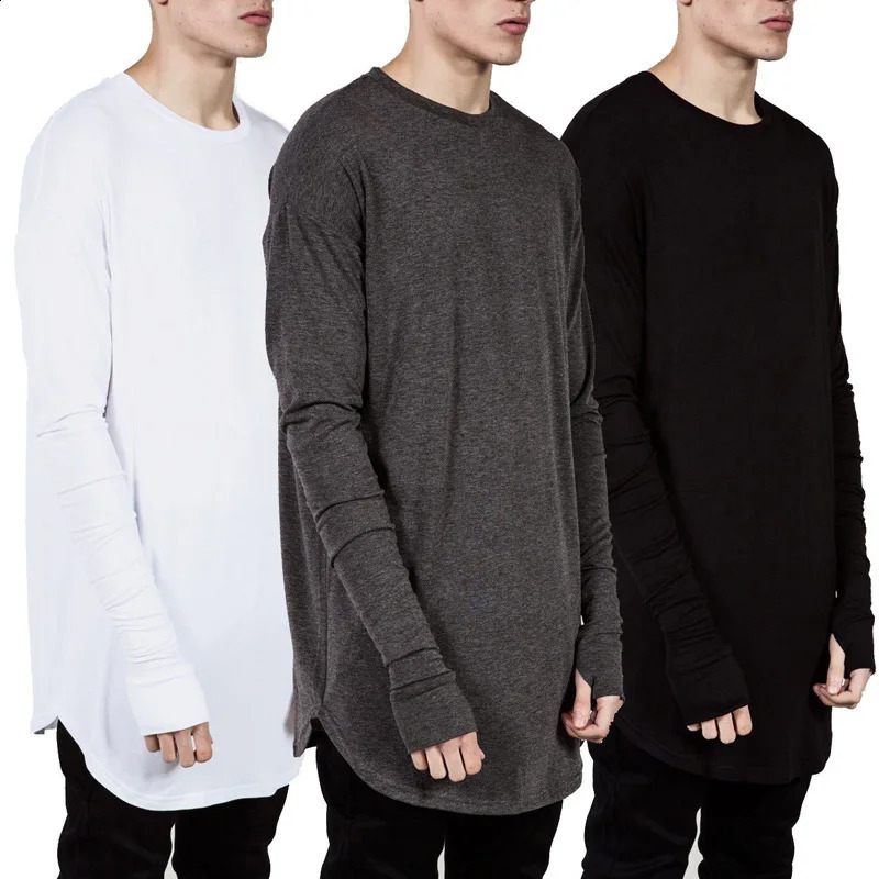 Mens Hip Hop Streetwear Thumb Hole Long Sleeve T Shirt Wholesale Fashion Male Spring Oversize Hold Hand TShirts250828