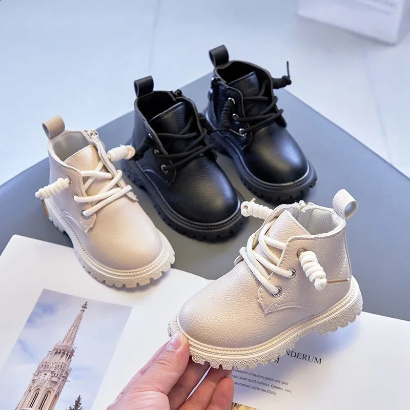 Baby Kids Short Boots Boys Shoes Autumn Winter Leather Children Boots Fashion Toddler Girls Boots Toddler Boot Snow Shoes E08091250828