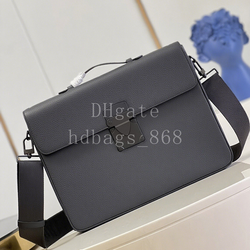 Mirror quality Men Designer bags S-Lock Briefcase Handbag Luxury Calfskin Leather Fashion Crossbody bags Shoulder bags with Box, Size 39cm (Model ML