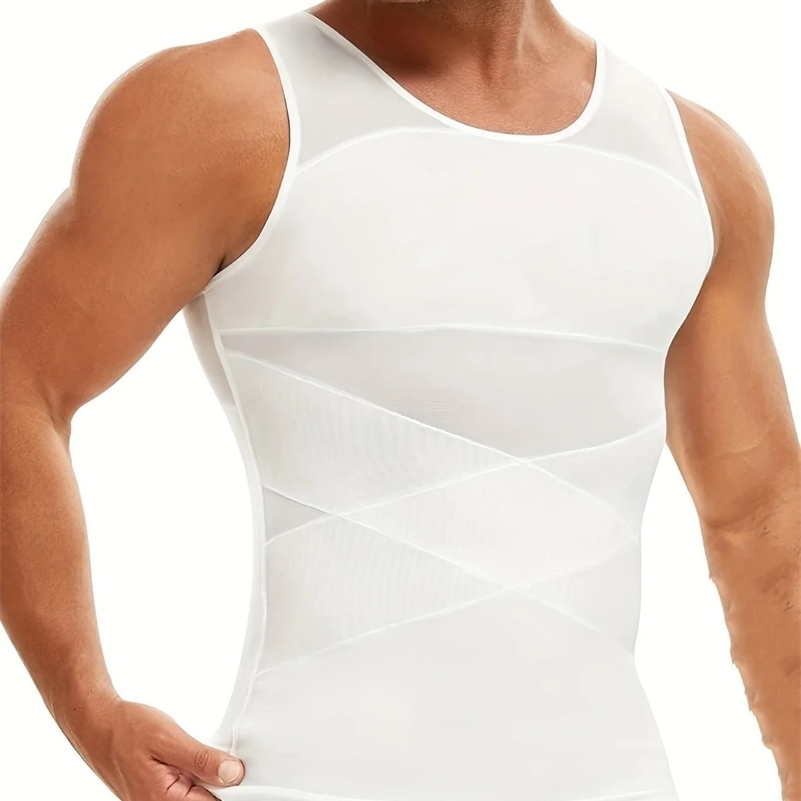 Mens Breathable Compression Tummy Control Undershirt Slimming Body Shaper Sleeveless Tank Top Shaping SpringSummer Sweatshirt o250827