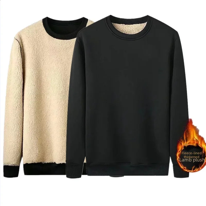Winter Men Keep Warm Underwear Casual Solid Color Fleece Sweatshirts Wool Liner Sweater Thermal Underwear Pullover Tops 250827