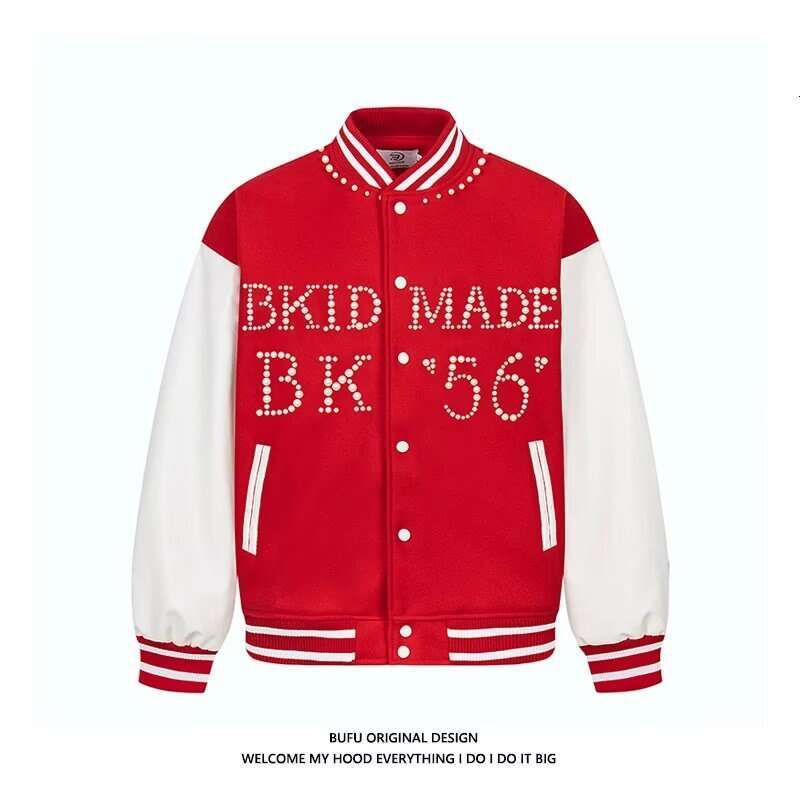 Pearl Beading Varsity Jacket Women Baseball Bomber Jacket Women Streetwear Spring Autumn Outerwears Hip Pop Chic Women Clothing