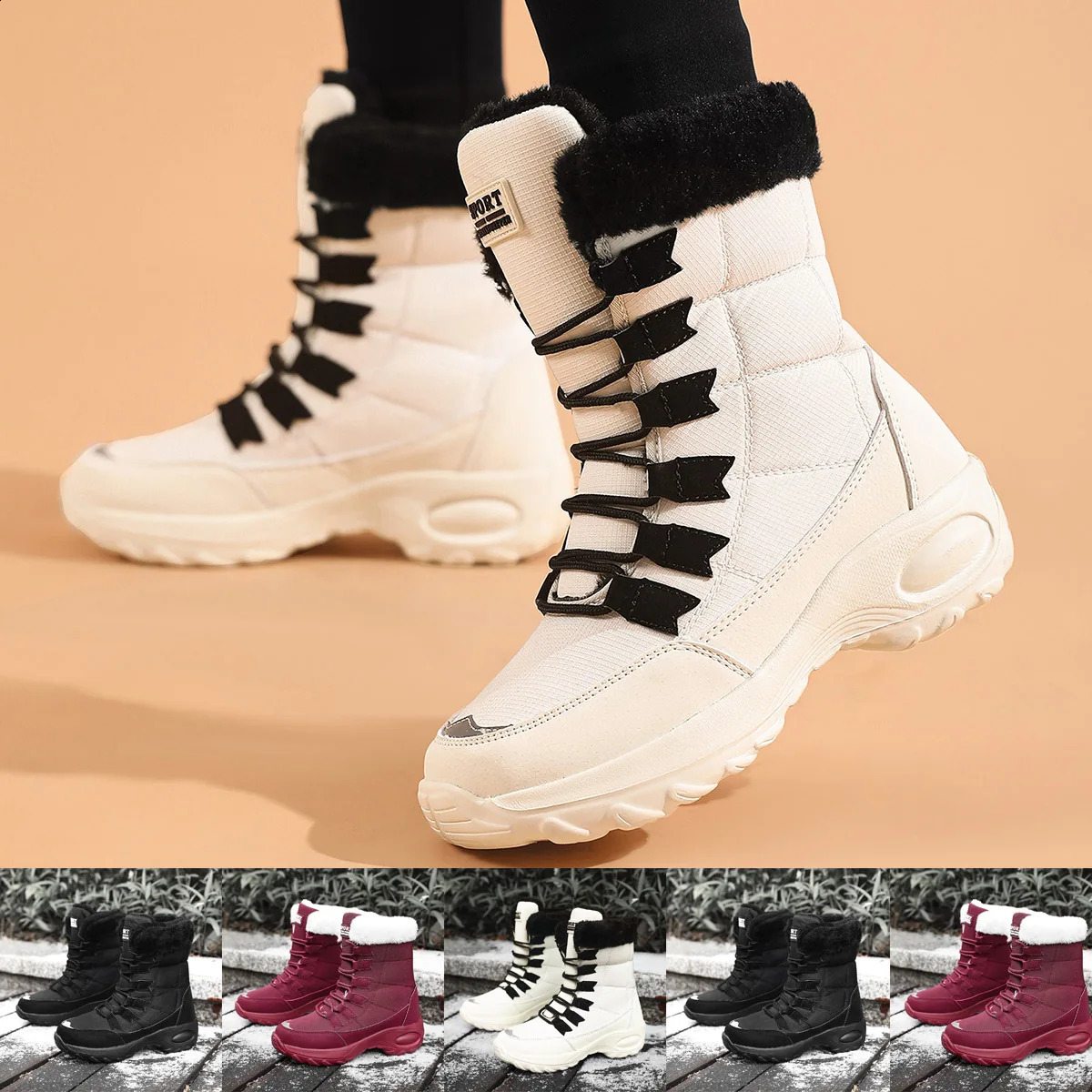 Womens Boots Winter High Quality Keep Warm MidCalf Waterproof Snow Boots Women Comfortable Ladies Thigh High Hiking Boots250828