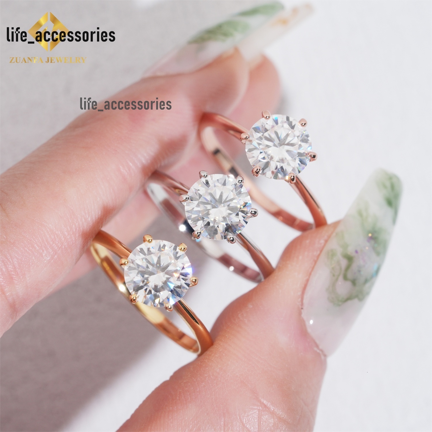 Wholesale Price Jewelry Iced Out Diamond RS 8MM VVS Moissanite Engagement Ring for Women 925 Silver Anniversary Gold Plated Ring