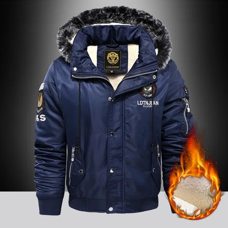 Thick Down Parka Coat Oversize Plus Velvet Keep Warm Winter Mens Black Blue Red Padded Jacket Men 250827
