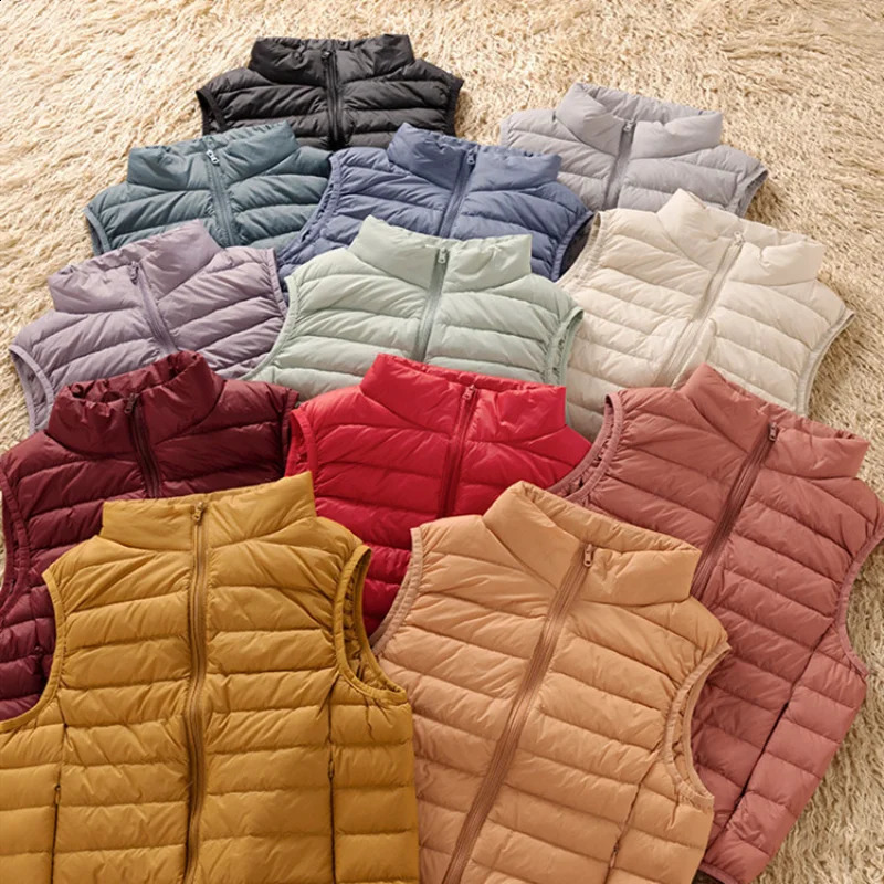 12 Colors 90% White Duck Down Women Sleeveless Jackets Arrivals Female Ultra Lightweight Packable Vest Women Coats250827