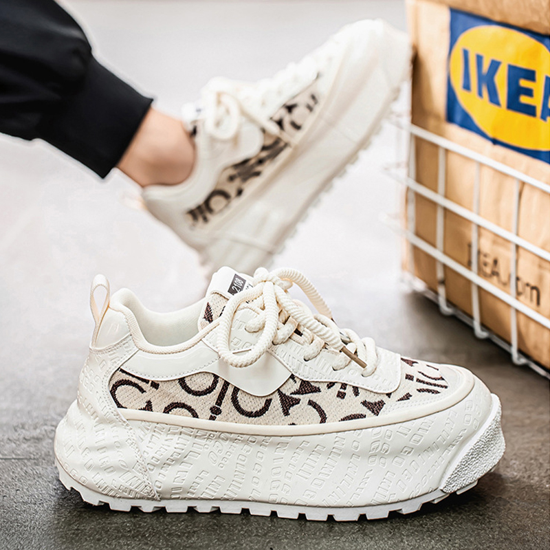 Casual mens shoes designer trainers Comfort Breathable sneakers stylish trendy White Black non-slip soft Thick sole sport shoes Size 39-44