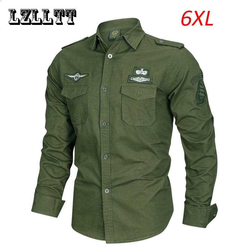 Spring Autumn Men Long Sleeve Cargo Polo Shirt Casual Fashion Cotton Tactic Military Embroidery Tops Plus Size 6XL 250828