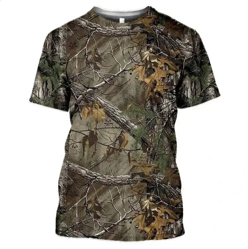 Summer Mens Short Sleeve TShirt 3d Printed Field Terrain Pattern Short Sleeve Oversized Ghillie Clothing Field Hunting TShirt250828