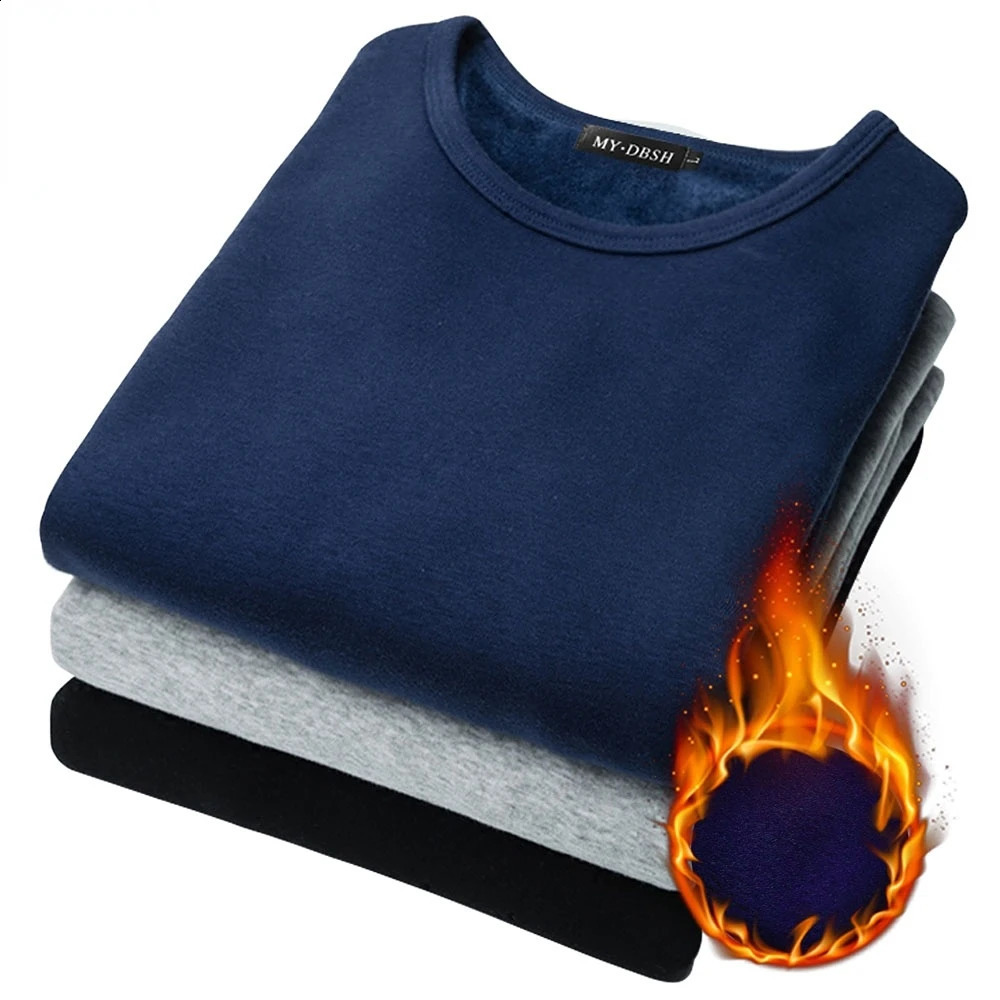 Autumn Winter Mens Thermal T Shirt Soft Velvet Thick Long Sleeve TShirt Men Black White Slim Fit 5XL Tshirt Homme 250827BJ