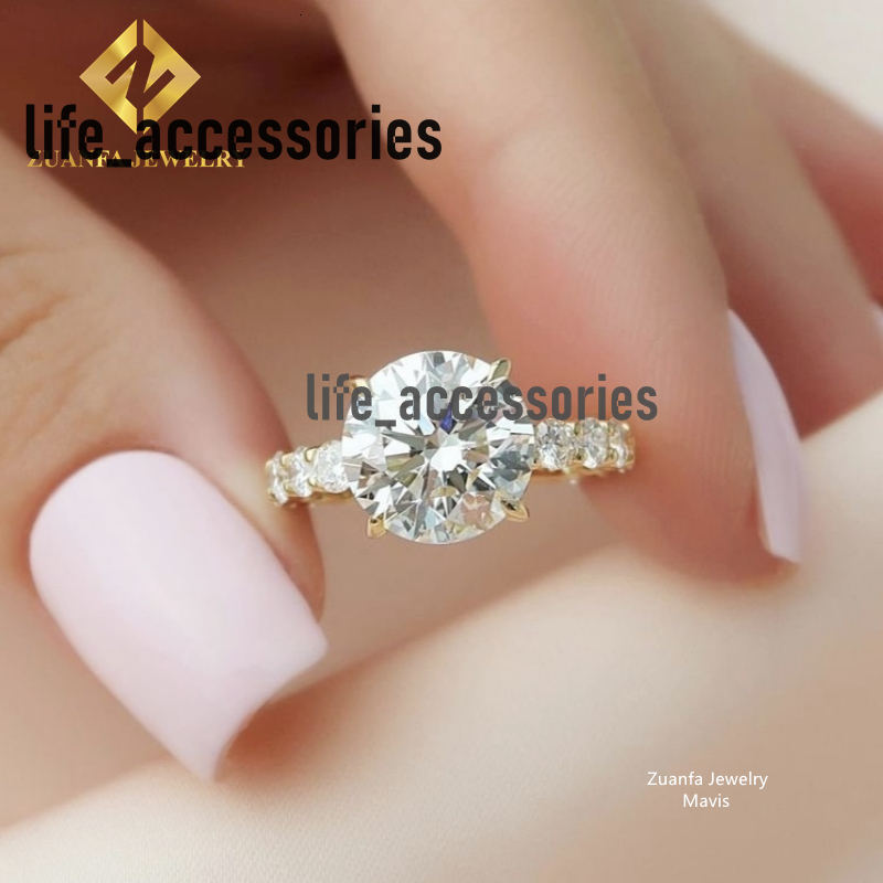 Women Fine Jewelry 925 Silver 10K Solid Gold Diamond Wedding Ring Custom High Quality Moissanite Engagement Ring Finger Rings