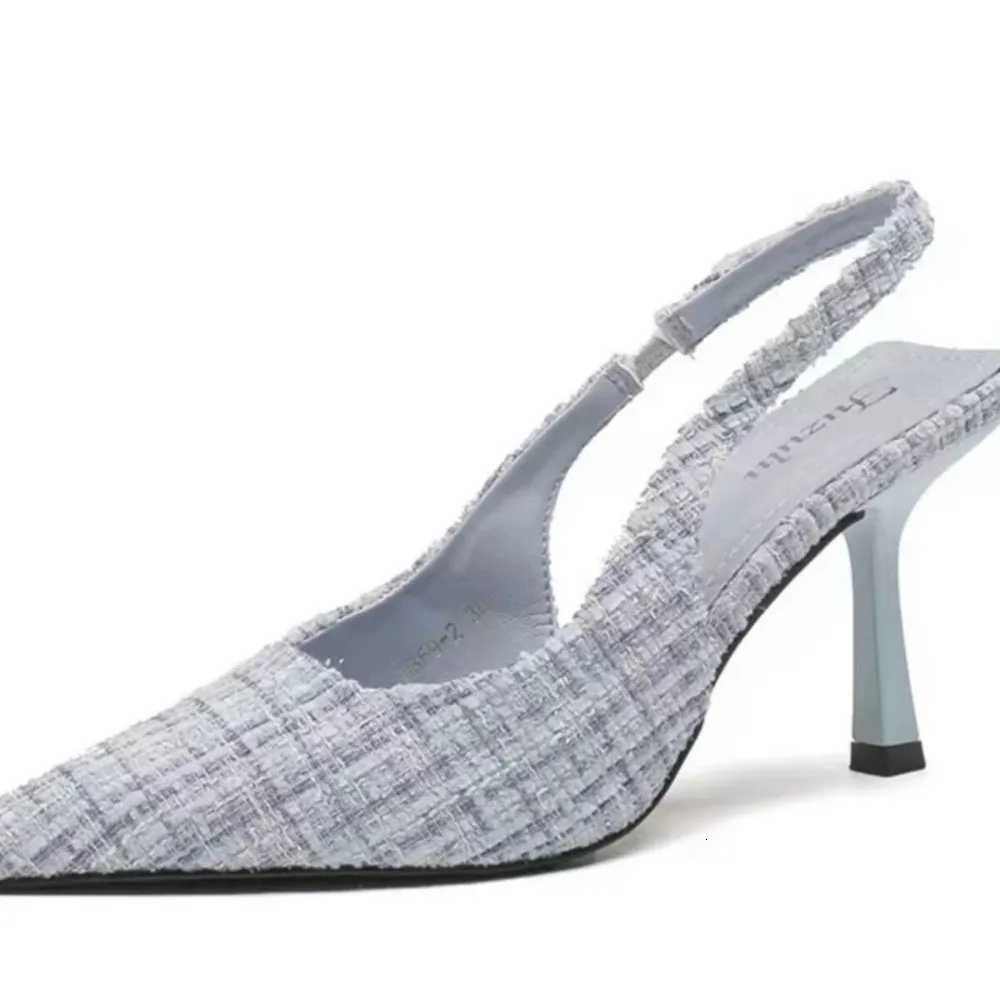 Brand Designer Slingbacks High Heels Pumps Women Pointed Blue Pointed Toe Party Shoes Summer Thin Heeled Sandals High Heel Shoes W250828