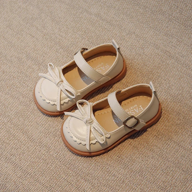 Little Girls Shoes Spring Autumn Kids Soft PU Leather Shoes For Girl School Mary Jane Cute Sweet Flats Shoes Brown Beige Black250828
